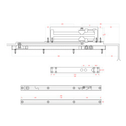 Skrytý hydraulický zatvárač, dvere 1200 mm, 65 kg, Al, šedá Skrytý hydraulický zatvárač, dvere 1200 mm, 65 kg, Al, šedá